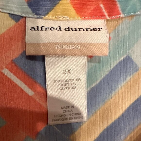 ALFRED DUNNER WOMENS 2X GEOMETRIC SHAPE BLOUSE LONG SLEEVE SHIRT - Picture 7 of 7